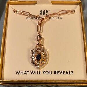 Guardian Shield Necklace: Gem Society. Sapphire and Rose Gold Necklace